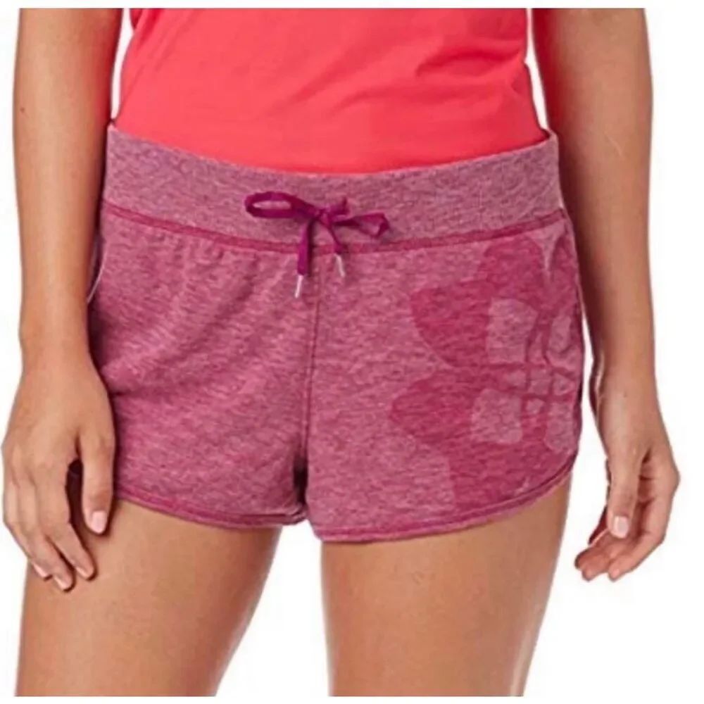 NWT Womens Under Armour Kaleidalogo Yoga Floral Print Lilac Shorts - Sz L